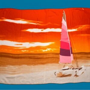 Catamaran Sunset Beach Silk Scarf Wrap